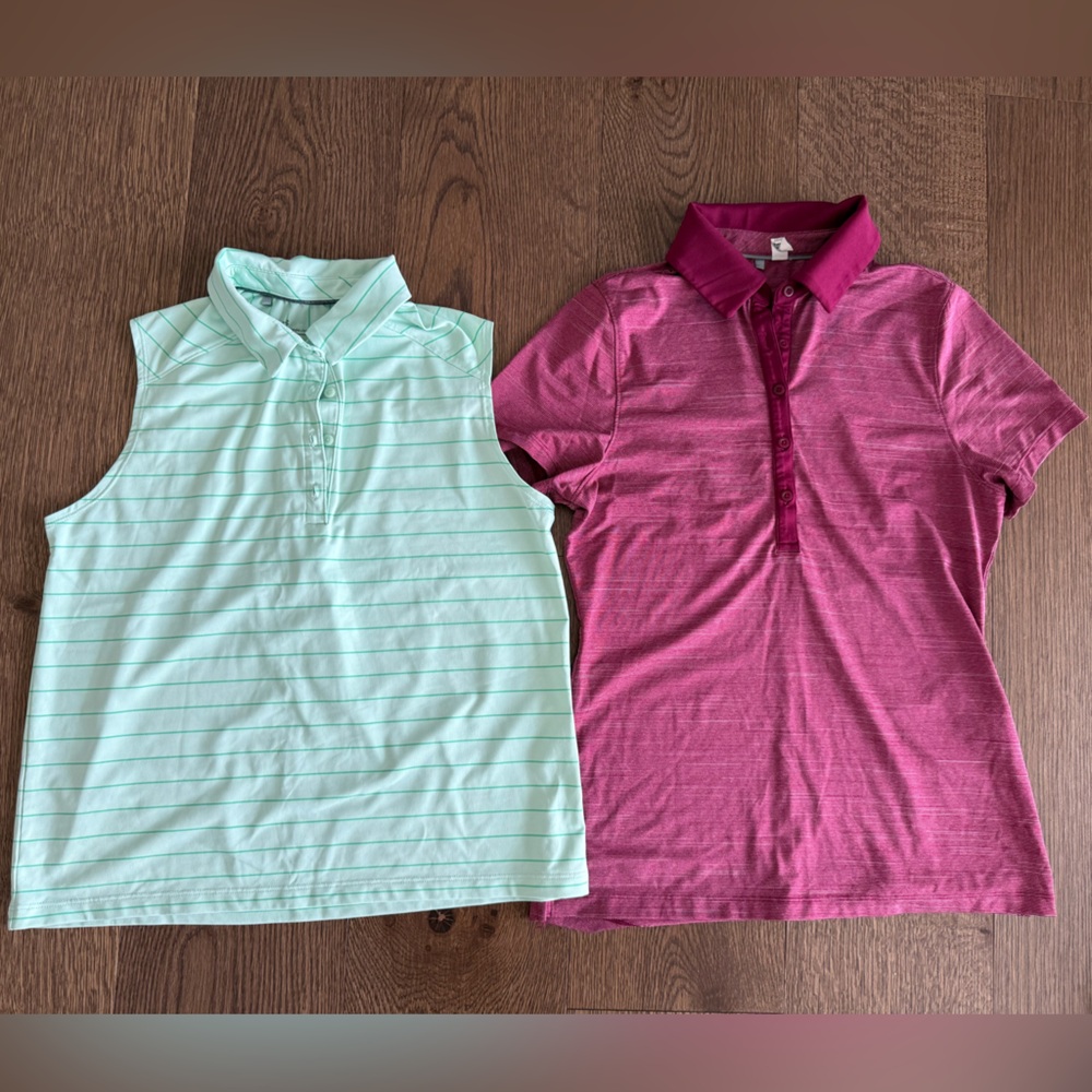 2 Under Armour Women’s Tennis/Golf Shirts - Light Green and Magenta